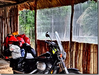 Motorcycling in the rain Mexico Tulum 1